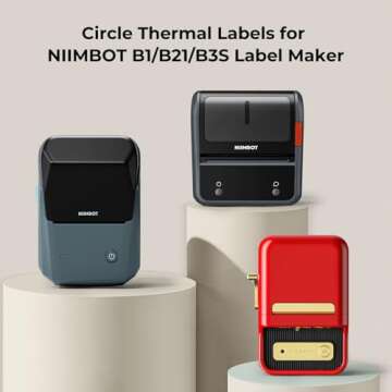 NIIMBOT Labels for B1/B21/B3S/K3 Label Printer, Thermal Labels 1.61'' x 1.61''(41x41mm), Waterproof, Oil-Proof Sticker Labels, 1 Roll of 175 Sticker Labels (Round)