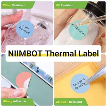 NIIMBOT Labels for B1/B21/B3S/K3 Label Printer, Thermal Labels 1.61'' x 1.61''(41x41mm), Waterproof, Oil-Proof Sticker Labels, 1 Roll of 175 Sticker Labels (Round)