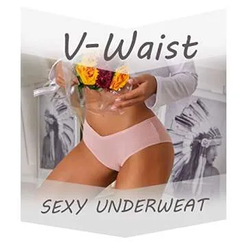 CuteByte 6 Pack Womens Cotton Underwear Sexy Breathable High Cut Panties Low Rise Cotton Cheeky Hipster S-XXL（6 Pack A,M）