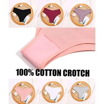 CuteByte 6 Pack Womens Cotton Underwear Sexy Breathable High Cut Panties Low Rise Cotton Cheeky Hipster S-XXL（6 Pack A,M）