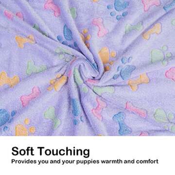 Dono 1 Pack 3 Dog Blankets, Soft Fluffy Fleece Pet Blanket Warm Sleep Mat Paw Print Design Puppy Kitten Throw Blanket Doggy Mat, Blanket for Dogs