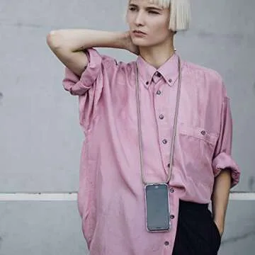 NOK Crossbody Phone Case for iPhone 12 Pro Max, 6.7 inch - Mobile Neck Holder Phone Case with Strap - Lanyard Phone Holder - Phone Necklace (Gold)