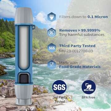 Yuclet YWF01 Personal Filter Straw for Drinking Survival, Portable Water Purifier Filtration System ...