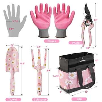 WORKPRO 5PCS Flower Pattern Gardening Tools Set with Bag - Perfect Gift for Garden Lovers