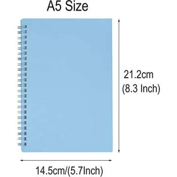 Yansanido Spiral Notebook, 3 Pcs A5 Thick Plastic Hardcover 8mm Ruled 3 Color 80 Sheets -160 Pages Journals for Study and Notes (Light Pink,Light Green,Light Blue, A5 5.7" x 8.3"-Ruled)