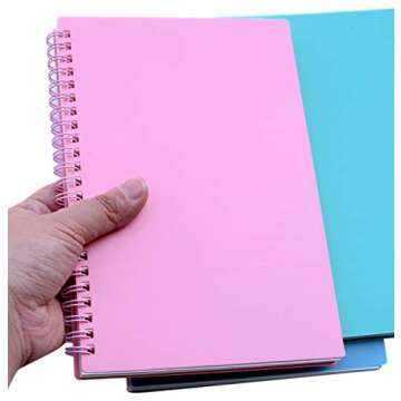 Yansanido Spiral Notebook, 3 Pcs A5 Thick Plastic Hardcover 8mm Ruled 3 Color 80 Sheets -160 Pages Journals for Study and Notes (Light Pink,Light Green,Light Blue, A5 5.7" x 8.3"-Ruled)
