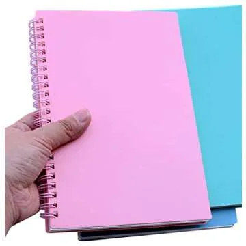 Yansanido Spiral Notebook, 3 Pcs A5 Thick Plastic Hardcover 8mm Ruled 3 Color 80 Sheets -160 Pages Journals for Study and Notes (Light Pink,Light Green,Light Blue, A5 5.7" x 8.3"-Ruled)