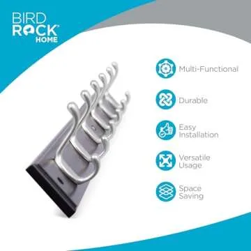 BIRDROCK HOME Oval Hook Coat and Hat Rack - 6 Dual Hanging Coat Hooks for Wall Mount - Decorative Cl...