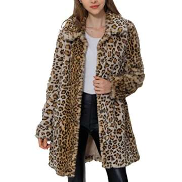 Bellivera Faux Fur Jacket Womens Leopard Coat Long Sleeve Winter Warm Fluffy Parka Overcoat Outwear Tops 18125 Leopard XL