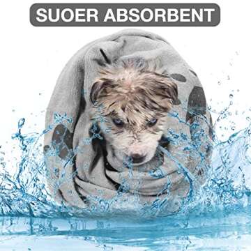 Chumia 6 Pcs Dog Towels for Drying Dogs Soft Microfiber Absorbent Dog Towels Pet Grooming Towel Quick Drying Dog Bath Towel for Dogs, Cats Bathing and Grooming, Travel, 28 x 55 Inch (Gray)