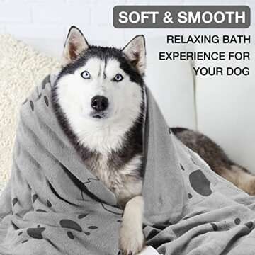 Chumia 6 Pcs Dog Towels for Drying Dogs Soft Microfiber Absorbent Dog Towels Pet Grooming Towel Quick Drying Dog Bath Towel for Dogs, Cats Bathing and Grooming, Travel, 28 x 55 Inch (Gray)
