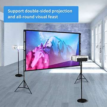 Projector Screen with Stand Portable Projection Screen 16:9 4K HD Projections Movies Screen with Carry Bag for Indoor Outdoor Home Theater Backyard Cinema Travel