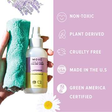 MOXE Yoga Mat Cleaner Lavender & Chamomile Essential Oils, 4 ounces, Safe for All Mats & Exercise Eq...