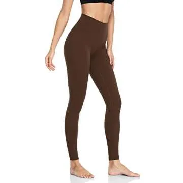 HeyNuts Extra Long High Waisted Leggings for Tall Women, Tummy Control Workout Yoga Pants Compression Leggings 31'' Java Coffee XL(14)
