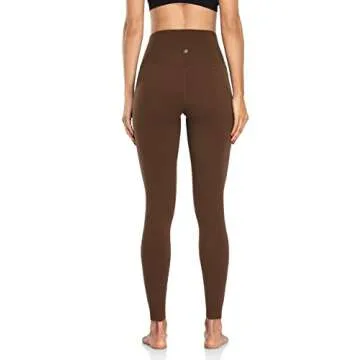 HeyNuts Extra Long High Waisted Leggings for Tall Women, Tummy Control Workout Yoga Pants Compression Leggings 31'' Java Coffee XL(14)