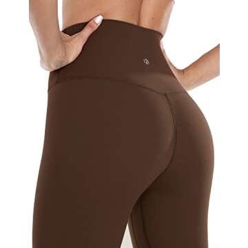 HeyNuts Extra Long High Waisted Leggings for Tall Women, Tummy Control Workout Yoga Pants Compression Leggings 31'' Java Coffee XL(14)