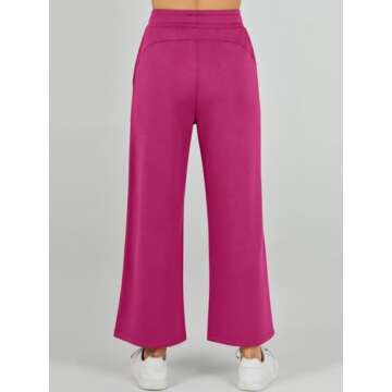 ANRABESS Women's 2 Piece Sets Summer Outfits Sleeveless Wide Leg Tracksuits Casual Sweat Sets Lounge Sweatsuits Rose Red XX-Large