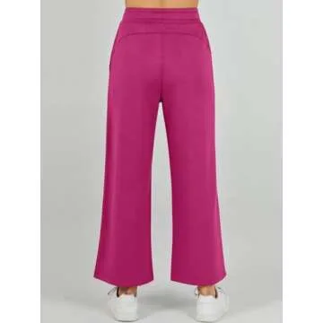 ANRABESS Women's 2 Piece Sets Summer Outfits Sleeveless Wide Leg Tracksuits Casual Sweat Sets Lounge Sweatsuits Rose Red XX-Large