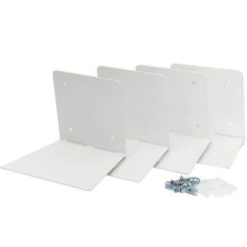 STORAGE MANIAC Invisible Floating Bookshelves - Space-Saving, Heavy-Duty Wall Mount (4-Pack, White)