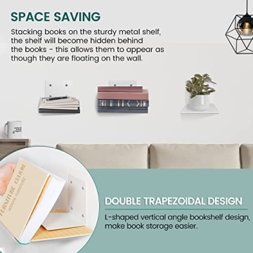 Invisible Floating Bookshelves Heavy-Duty Wall Mount 4-Pack