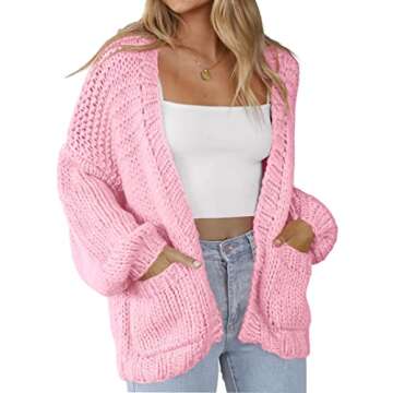 Women 2024 Cardigans Lightweight Casual Knit Long Sleeve Soft Pocketed Comfortable Cardigan Sweaters