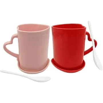 Heart-Shaped Coffee Mug Set for Love in Pink