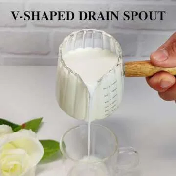 TIWPAJS Espresso Cups With Wood Handle 6oz, Espresso Accessories, Milk Frothing Pitcher, Glass Measuring Cup, Shot Glass