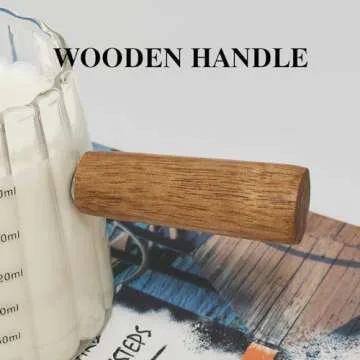 TIWPAJS Espresso Cups With Wood Handle 6oz, Espresso Accessories, Milk Frothing Pitcher, Glass Measuring Cup, Shot Glass