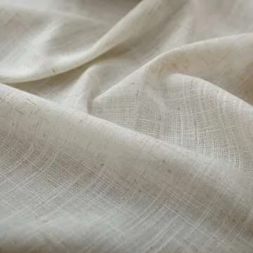 Tan Beige Bronze Grommet Linen Blend Sheer Curtains 92 Inches Long for Living Room