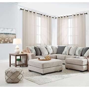 Tan Beige Bronze Grommet Linen Blend Sheer Curtains 92 Inches Long for Living Room