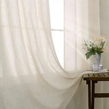 Tan Beige Bronze Grommet Linen Blend Sheer Curtains 92 Inches Long for Living Room