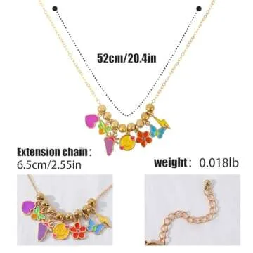 Chicgrowth Cute Colorful Pendant Necklace for Women Gold Chain Necklace with Dangle Smiley Face Love...