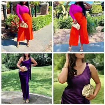 expouch Women Cloud Bag Slouchy Clutch Ruched Purse Evening Handbag with Gold Chain Shoulder Bag (Gold)