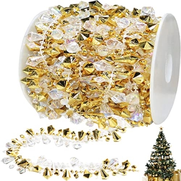 Jishi 16ft Gold & Iridescent Bead Garland for Christmas