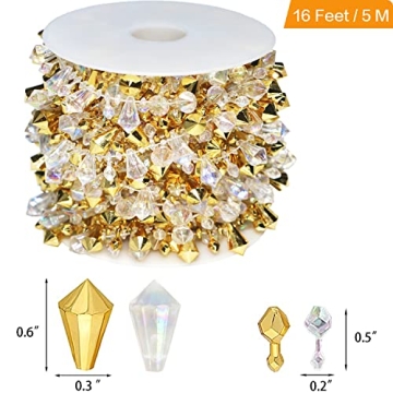 Jishi 16ft Gold & Iridescent Bead Garland for Christmas