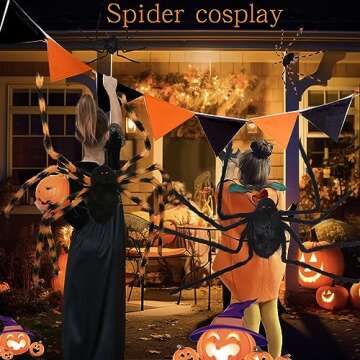 FathiSooc Halloween Spider Costume Party Decorations-Halloween Candy Spider Props with Straps for Kids realistic Spider Decor