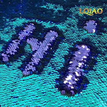 LQIAO Mermaid Sequin Fabric Reversible-Turquoise Purple 1 Yard