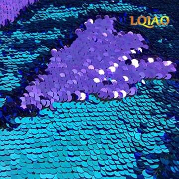 LQIAO Mermaid Sequin Fabric Reversible-Turquoise Purple 1 Yard