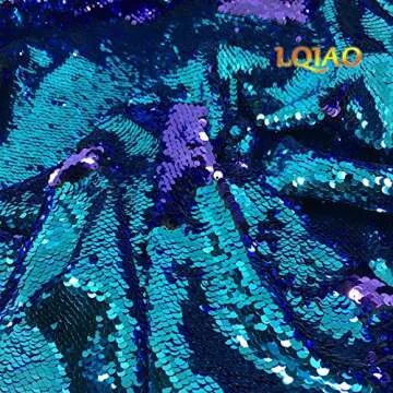 LQIAO Mermaid Sequin Fabric Reversible-Turquoise Purple 1 Yard