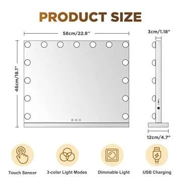 Hollywood Vanity Mirror with Lights - 15 LED Bulbs