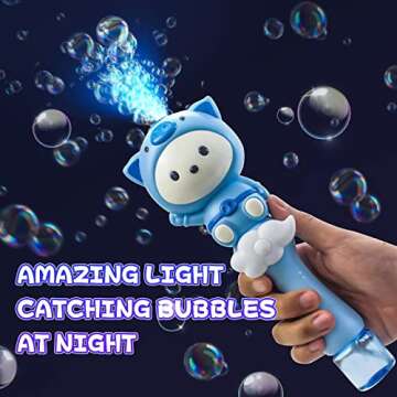 Automatic Bubble Wand for Kids 3-5 Light and Music Bubble Machine Electric Bubble Maker Boys Girls Gift for 2 3 4 5 6 7 8 Year Old Bubbles Toys Toddlers for Birthday Outdoor Wedding Party (Blue)
