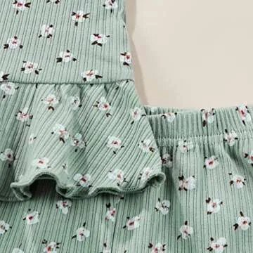 COORALLY Toddler Baby Girl Ruffled Summer Outfit Set
