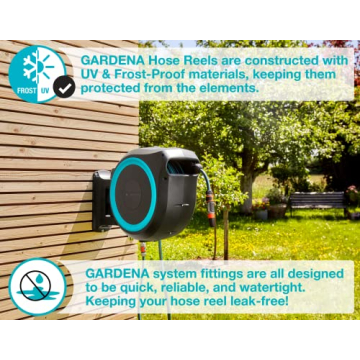 GARDENA 115' Retractable Garden Hose Reel Wall Mounted Automatic