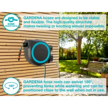 GARDENA 115' Retractable Garden Hose Reel Wall Mounted Automatic