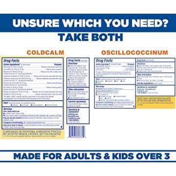 Boiron Oscillococcinum 36 doses and Coldcalm 60 Tablets Pack - Homeopathic Medicine for Flu-Like Symptoms & Cold Calm Relief for Adults and Kids