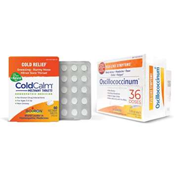 Boiron Oscillococcinum 36 doses and Coldcalm 60 Tablets Pack - Homeopathic Medicine for Flu-Like Symptoms & Cold Calm Relief for Adults and Kids