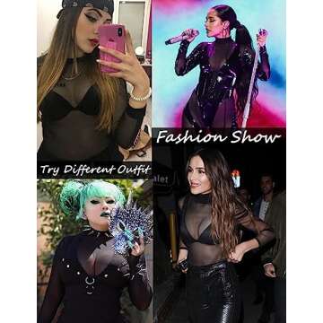 Avidlove Long Sleeve Mesh Top for Women - Black XL | Shimmer Style