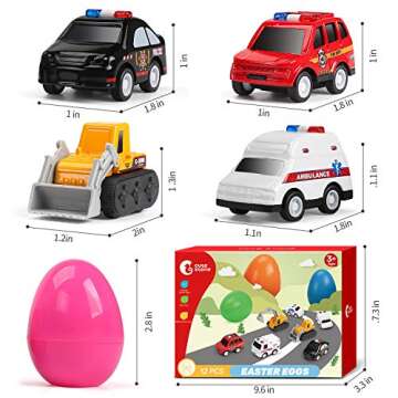 CUTE STONE 12 Pack Filled Easter Eggs with Cars