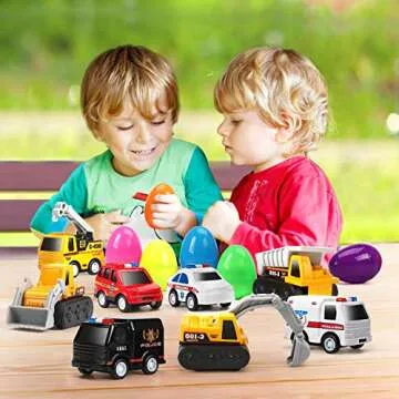 CUTE STONE 12 Pack Filled Easter Eggs with Cars