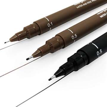 Uni Pin Fineliner Drawing Pen - Sketching Set - Sepia/Black Ink - 0.1/0.5mm - Set of 3